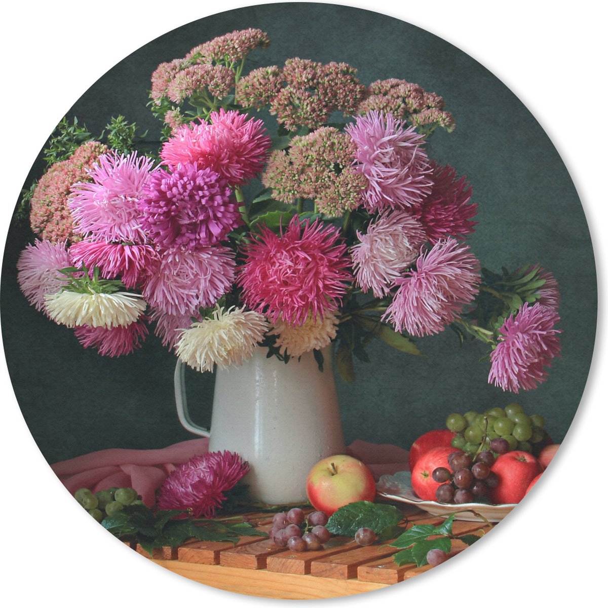Muismat rond 20x20 cm - Mousepad Fruit - Roze - Stilleven - Ronde muismatten