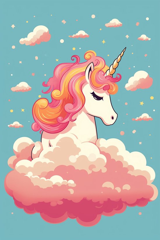 Unicorn Poster - Eenhoornposter - Kinderkamer - Kinderposter - Babykamer - Poster voor peuters - 61x91 - Geschikt om in te lijsten