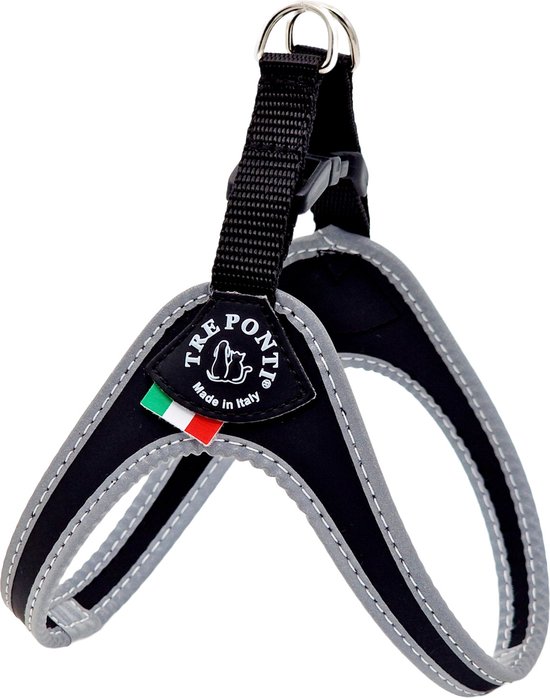 Tre Ponti Fibbia Basic Harness Black & Reflective - Harnais pour chien - 44-59 cm
