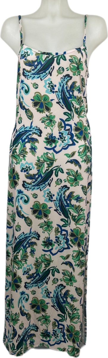 Angelle Milan – Travelkleding voor dames – Blauw/Groene Lange Jurk met Bandjes – Ademend – Kreukherstellend – Duurzame jurk - In 5 maten - Maat S