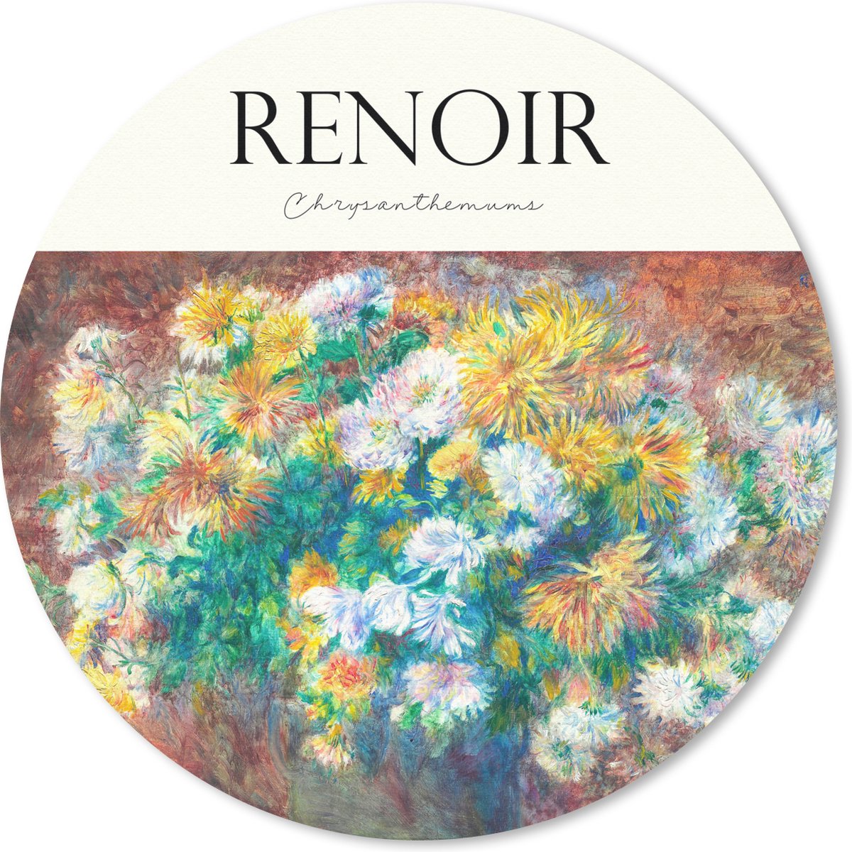 Muismat rond 50x50 cm - Mousepad Kunst - Bloemen - Renoir - Ronde muismatten