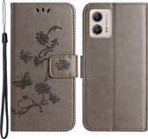 Coverup Bloemen & Vlinders Book Case - Geschikt voor Motorola Moto G13 / G23 / G53 Hoesje - Grijs