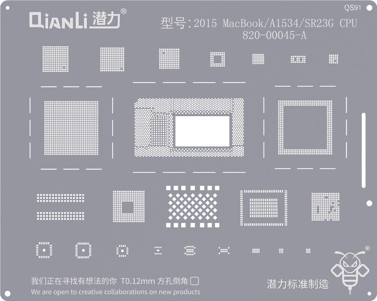 Qianli Bumblebee Stencil - MacBook A1534 - Soldering en accessoires - SR23G CPU - 820-00045 -A