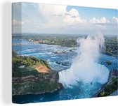 Canvas Schilderij Luchtfoto van de Niagarawatervallen - 120x90 cm - Wanddecoratie