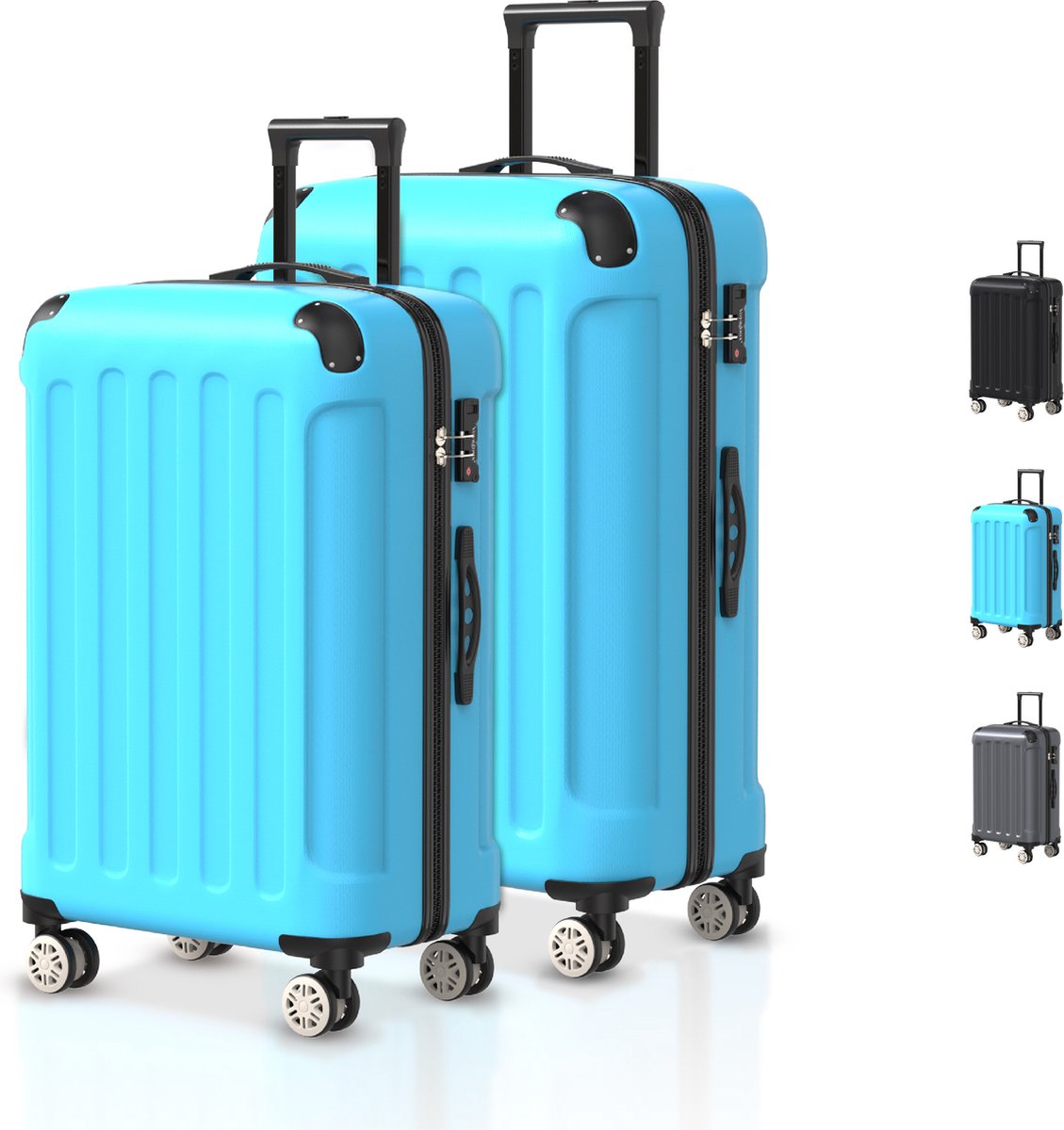 Voyagoux® Kofferset 2 delig - ABS kofferset - M / S - Koffer - Lichtblauw