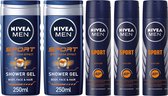 Nivea Men Sport - Mix - 3 Deo Spray & 2 Douchegel