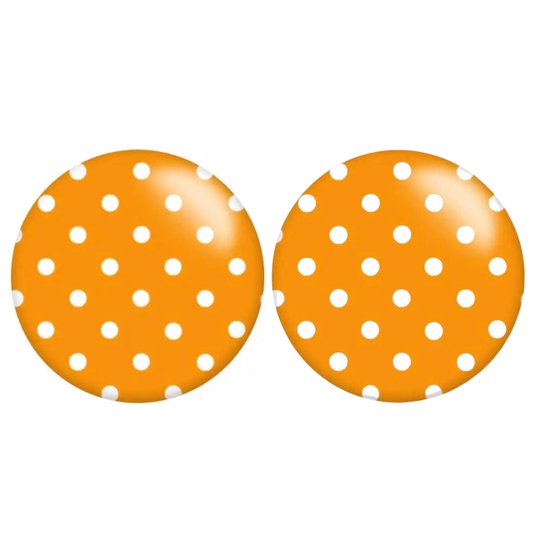 Clip Oorbellen - Oranje met Witte Stippen - 2 cm
