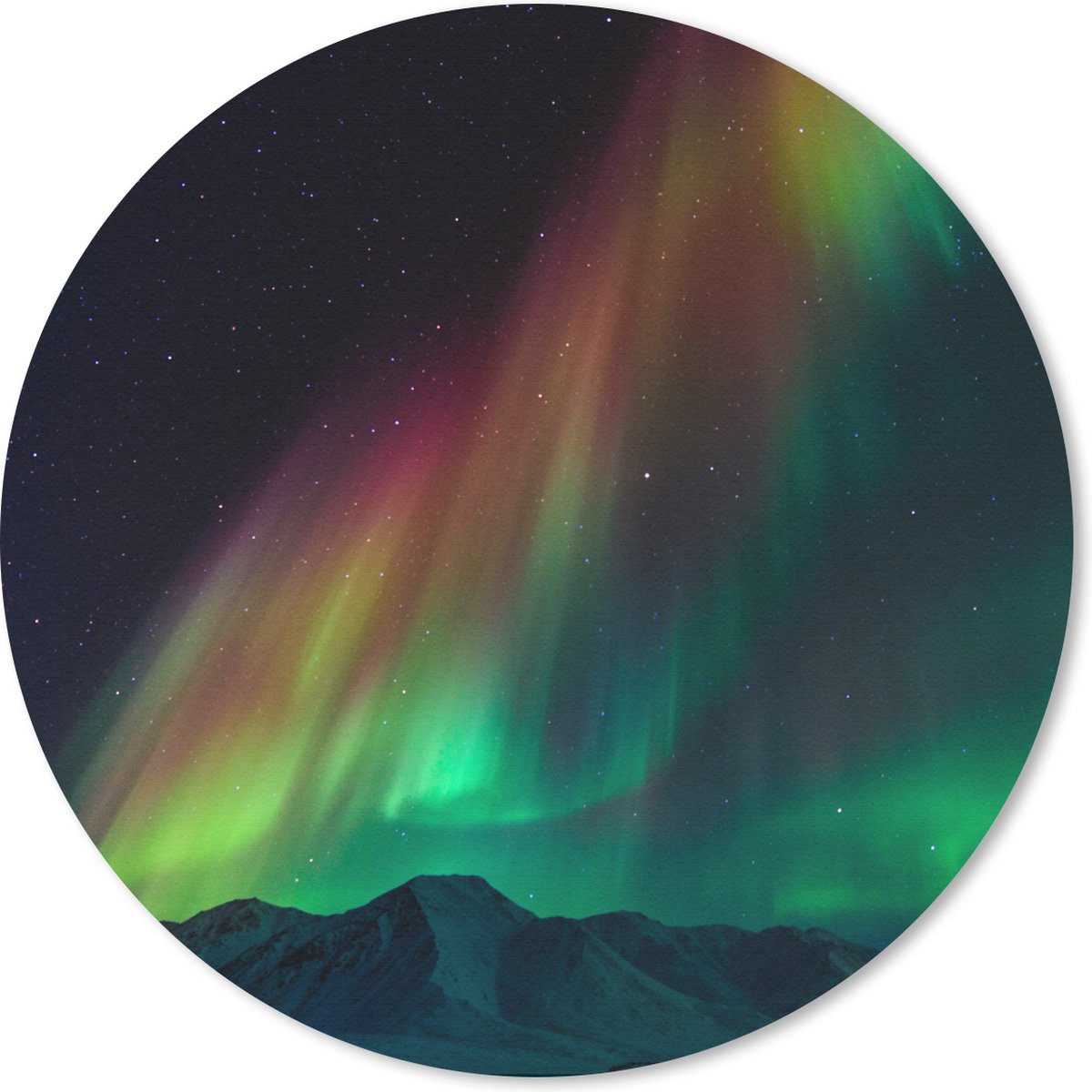 Muismat rond 20x20 cm - Mousepad Regenboog - Aurora - Sterrenhemel - Ronde muismatten