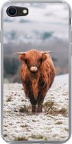 Geschikt voor iPhone 7 hoesje - Schotse Hooglander - Sneeuw - Berg - Siliconen Telefoonhoesje