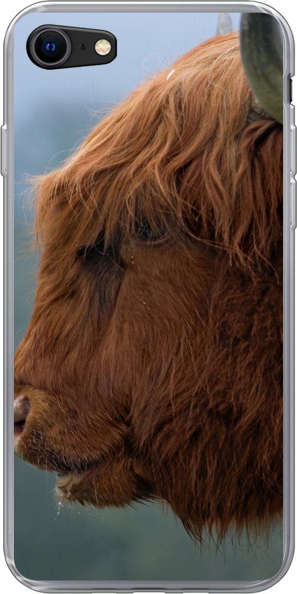 Telefoonhoesje Geschikt voor iPhone SE 2020 hoesje - Schotse Hooglander - Dieren - Mist - Siliconen Telefoonhoesje Telefoonhoesje