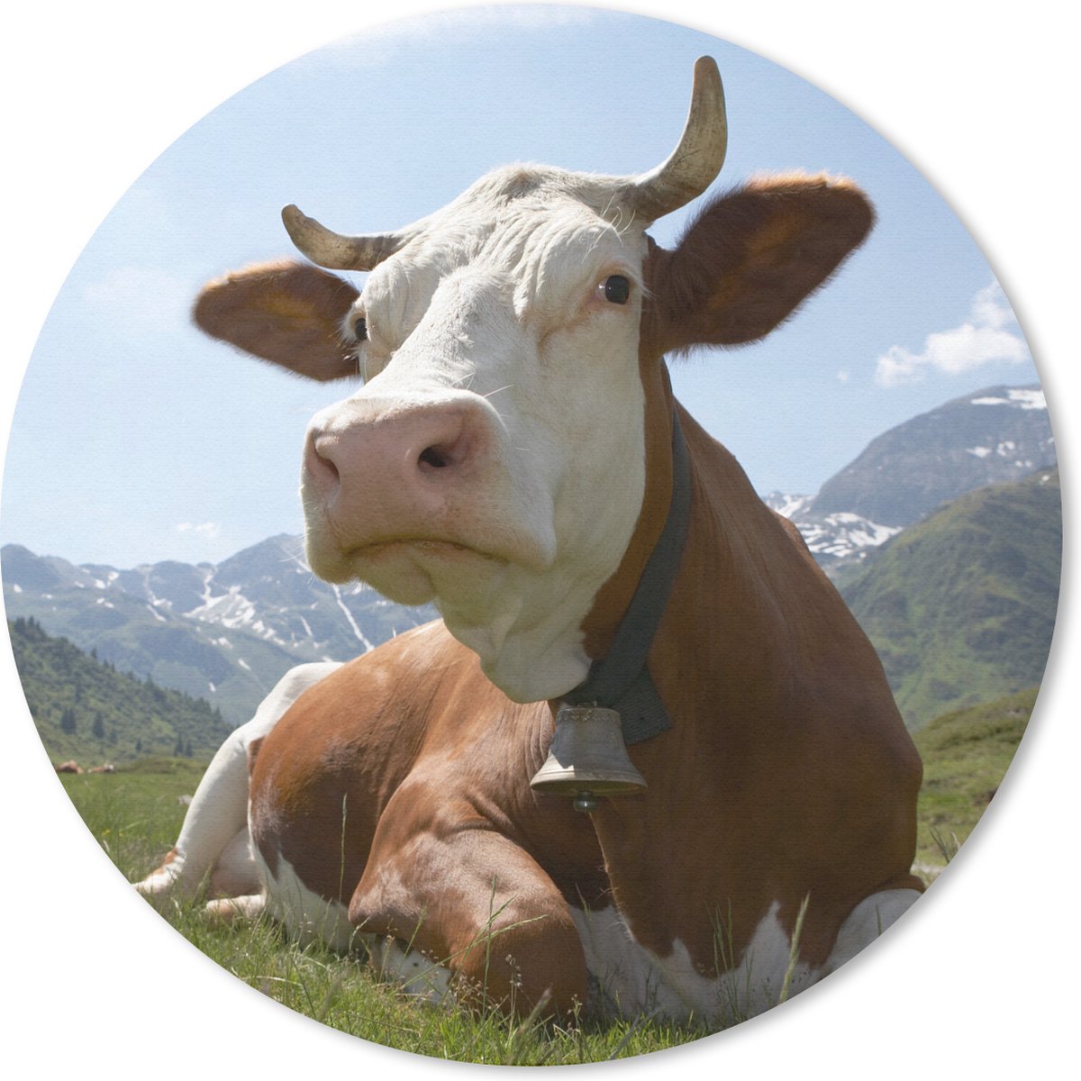 Muismat rond 40x40 cm - Mousepad Koe - Berg - Bel - Boer - Ronde muismatten