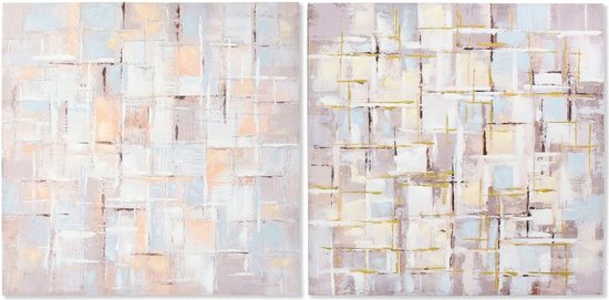 Schilderij DKD Home Decor Squares Abstract 100 x 3 x 100 cm Modern (2 Stuks)