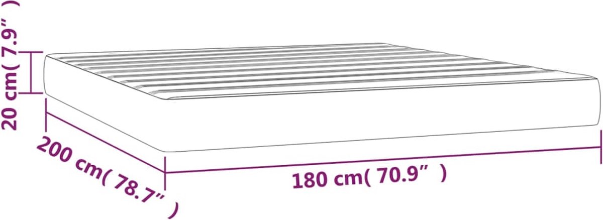 vidaXL - Pocketveringmatras - medium - 180x200x20 - cm - fluweel - zwart