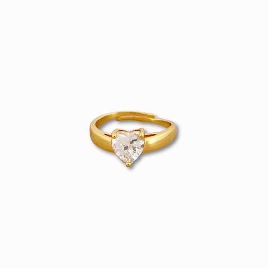 ByNouck Jewelry - Glinsterend Hart Ring - Sieraden - Goudkleurig - Hartje - Vrouwen Ring - ByNouck