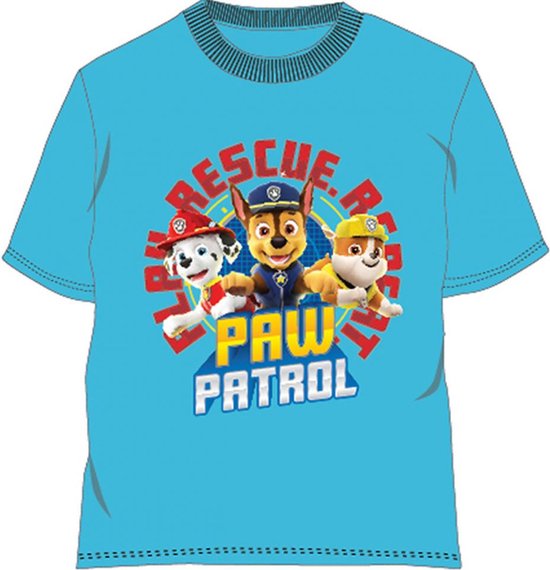 Paw Patrol Nickelodeon T-shirt. Kleur Lichtblauw. Maat 104 cm / 4 jaar