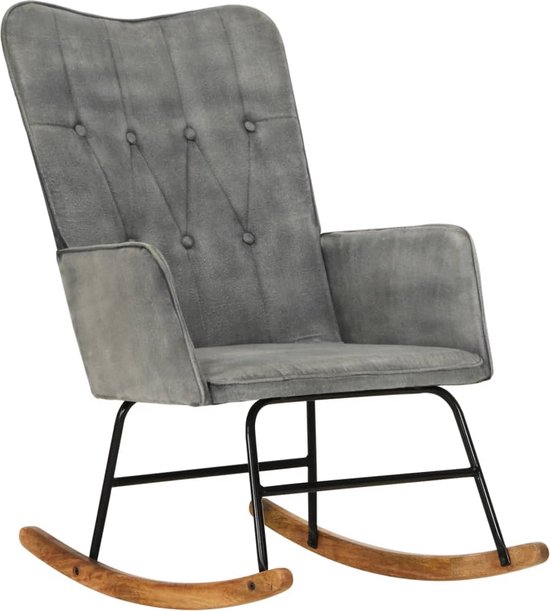 vidaXL Chaise à bascule en toile de style vintage Gris | bol