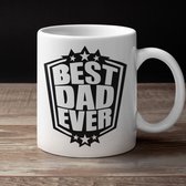 Vaderdag Cadeau Voor Man - Beker / Mok met tekst Best Dad Ever Stars - Geschenk Mannen, Papa's & Vaders - Kleur Wit