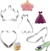 4x emporte-pièce princesse - moule à pâte couronne, robe, pompe et coeur