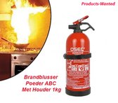 2 stuks brandblusser poeder ABC met houder 1 kg - poederblussers - brandbeveiliging - brandpreventie
