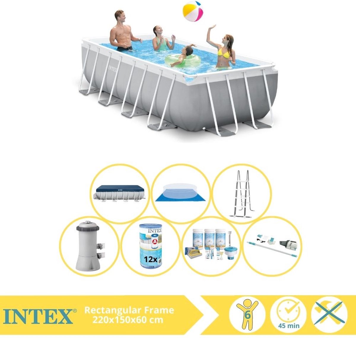 Intex Prism Frame Zwembad Opzetzwembad 400x200x100 cm Inclusief