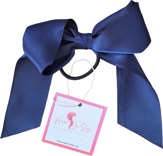 Cheveux in Style Hair Elastic Jannah Blauw - Élastique avec un nœud en satin