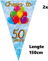2x Mega puntvlag cheers to 50 years 90 x 150 cm - Abraham Sarah festival feest vlag