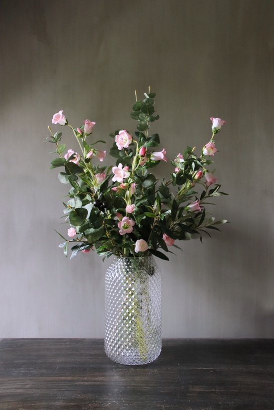 Hillary'sHome zijden boeket met kunstbloemen - 11 stelen - 70cm hoog - roze bloemen - kunstboeket - zijden bloemen - exclusief vaas
