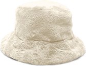 Fluffy bucket hat - Vissershoedje - Dames - Faux fur - Winter - beige - 58 cm