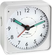 TFA Dostmann 60.1510.02 - Wekker - Analoog - Radiogestuurde tijdsaanduiding - Stil uurwerk - Alarm - Snooze - Kunststof - Lichtgevende wijzers - Schermverlichting - Wit
