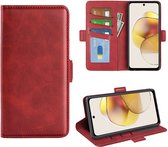 Motorola Moto G73 Hoesje - MobyDefend Luxe Wallet Book Case (Sluiting Zijkant) - Rood - GSM Hoesje - Telefoonhoesje Geschikt Voor Motorola Moto G73