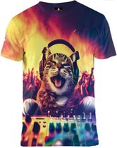Happy cat DJ - T-shirt DJ Kat Taille M - Col rond - Chemise Festival - Superfout - Mauvais t-shirt - Tenue de fête - outfit Festival - Mauvais vêtement - Chemise chat