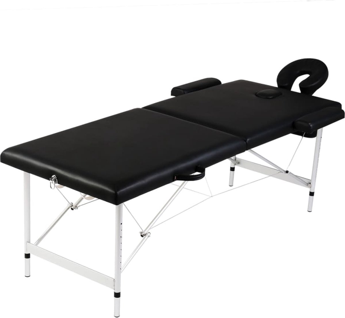 Goedkoopste vidaXL - Massagetafel - met - 2 - zones - inklapbaar - aluminum - frame - zwart
