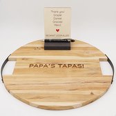 Vaderdag geschenk - grote tapasplank in teak - gepersonaliseerd + GRATIS items - origineel geschenk voor papa!