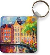 Sleutelhanger - Uitdeelcadeautjes - Olieverf - Amsterdam - Kunst - Kleurrijk - Plastic