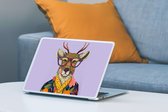 Laptop sticker - 10.1 inch - Hert - Dieren - Bloemen - Bril - Hippie - 25x18cm - Laptopstickers - Laptop skin - Cover