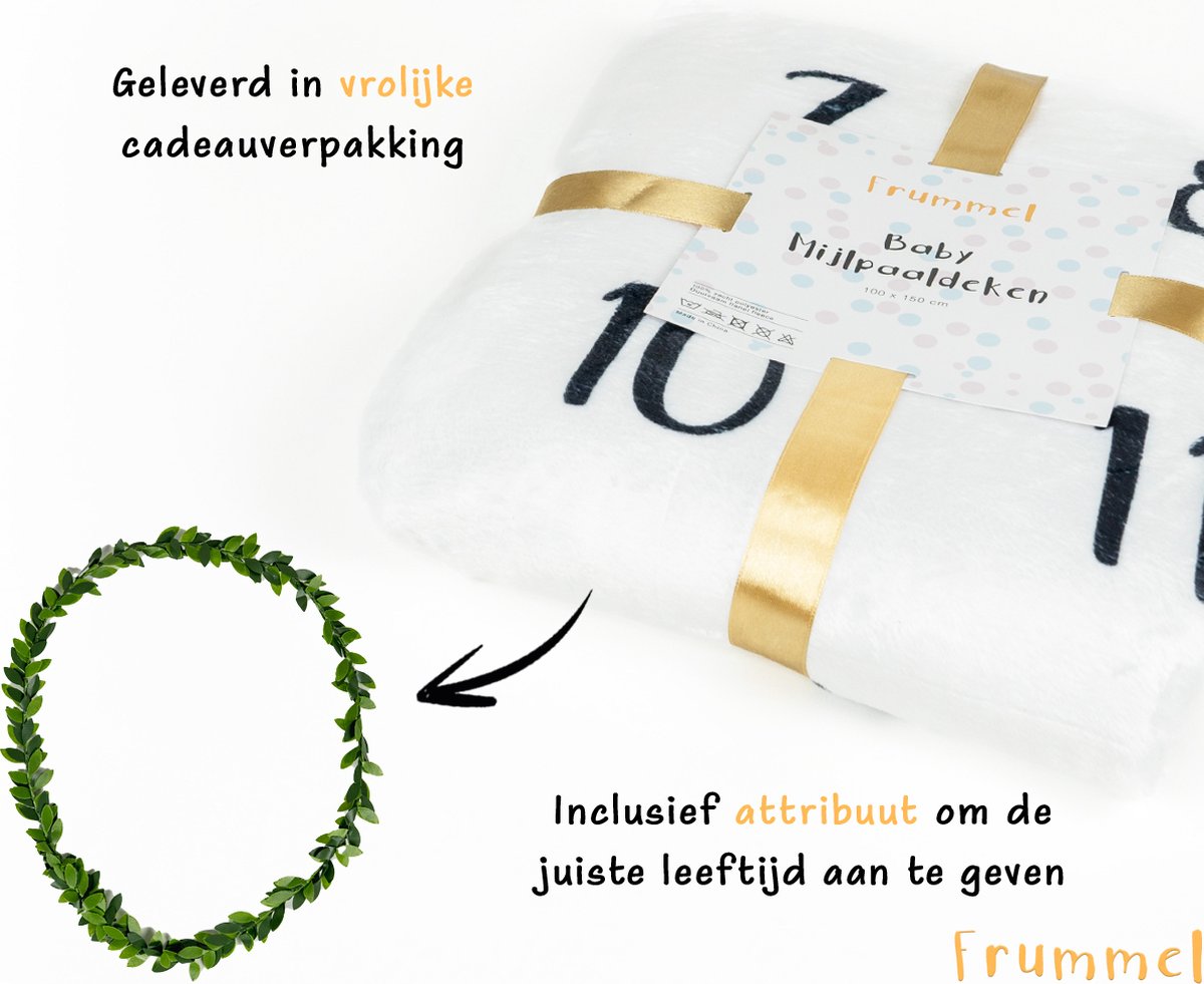 Frummel Mijlpaaldeken ‘Beestenboel’ – Milestone deken – Mijlpaal baby – Kraamcadeau Jongen – Kraamcadeau Meisje – Baby Shower Cadeau – Baby Cadeau – Mijlpaaldeken in het Nederlands – 100 x 150 cm – foto 4