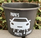 Emmer - 12 Liter- Met tekst: papa's auto poets emmer - auto wassen- Vaderdag - Kleur Wit - cadeau -Kado - Verjaardag - Feest - Feestje - Partij - Partijtje - Feesten - Poetsen - Poets - Schoonmaken - Vieren - Jarig - Jarige - Feestelijk - Tuinieren