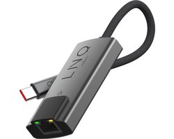 LINQ Connects 2.5Gbe USB-C Ethernet Adapter, tot 2500 Mbps -plug and play, snelle Multi Gigabit connectivity, Gaming, streaming, videocalls - Grijs