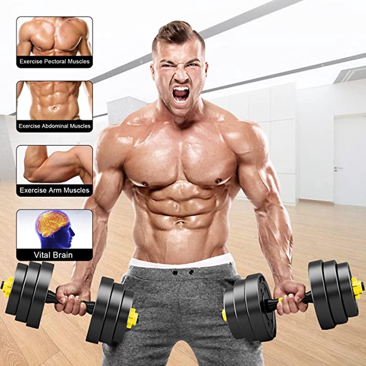 Dumbbell Set / voor heren Dames Workout Fitness Training Gewichtheffen, voor thuisgymnastiek 15 kg – foto 4