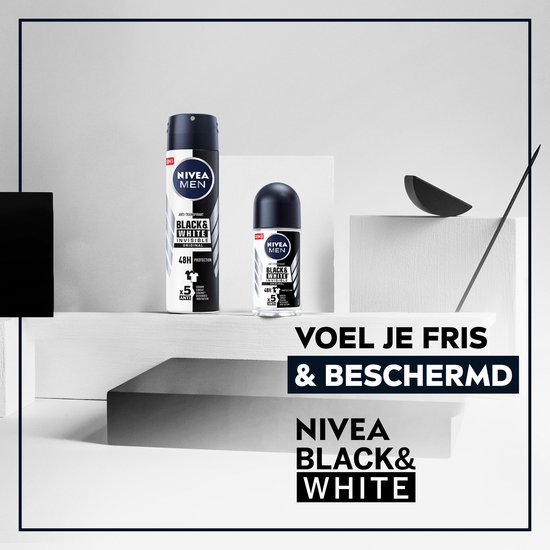 NIVEA MEN Black & White Original Anti-Transpirant Deo Roller - Anti-vlekken Deo - Voordeelverpakking - 6 x 50 ml
