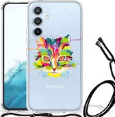 Silicone Case Geschikt voor Samsung Galaxy A54 5G Smartphone hoesje met doorzichtige rand Cat Color