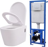 vidaXL Toilette suspendue avec réservoir caché en céramique blanche