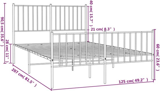 vidaXL - Bedframe - met - hoofd- - en - voeteneinde - metaal - zwart - 120x200 - cm