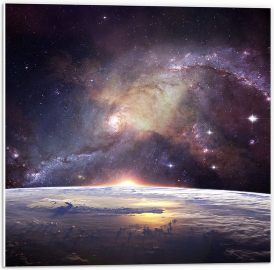 PVC Schuimplaat- Galaxy Lucht vanaf Planeet - 50x50 cm Foto op PVC Schuimplaat