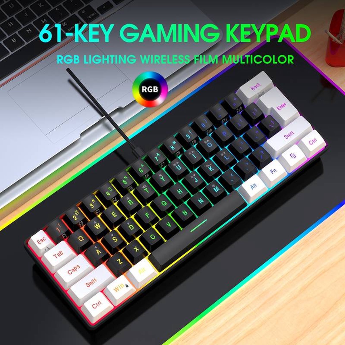 Gaming keyboard 60 gaming toetsenbord 60 procent QWERTY bol
