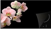 Inductie beschermer - Inductie afdekplaat - Bloemen - Orchidee - Zwart - Roze - Botanisch - Inductie beschermingsmat - 89x51 cm - Keuken decoratie - Inductie fornuis - Keuken accessoires