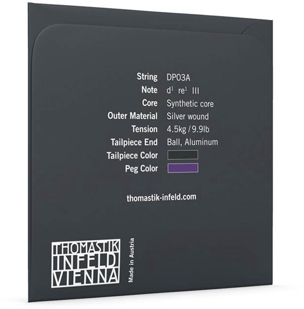 Thomastik Infeld THDP-03A violin string D-3 4/4 medium, synthetic core, silver wound