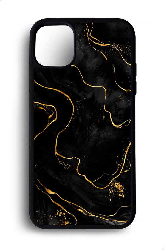 Ako Design Apple iPhone 11 hoesje - Marmer - zwart goud - Hoogglans - TPU  Rubber... | bol.com