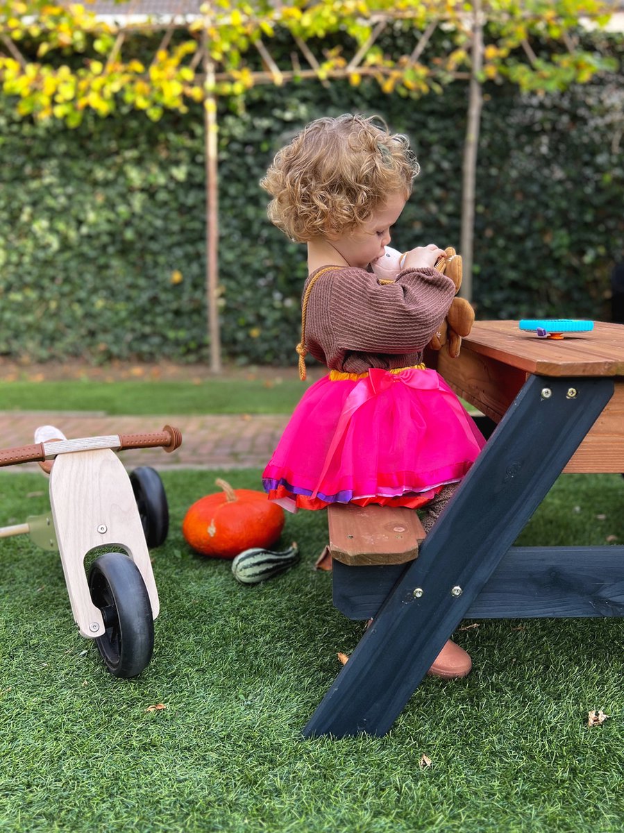 AXI Nick Zand & Water Picknicktafel in Antraciet/Bruin - Met Parasol in Blauw/Wit - Multifunctionele Picknick tafel van FSC hout - Picknick tafel voor kinderen van hout — afbeelding 5