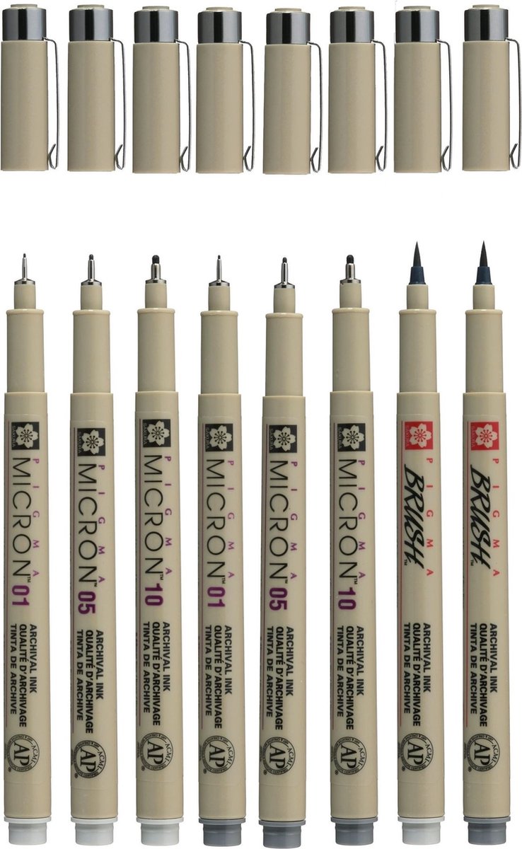 Sakura Pigma Micron fineliner set | 8 pennen, Licht Koelgrijs & Koelgrijs — afbeelding 5